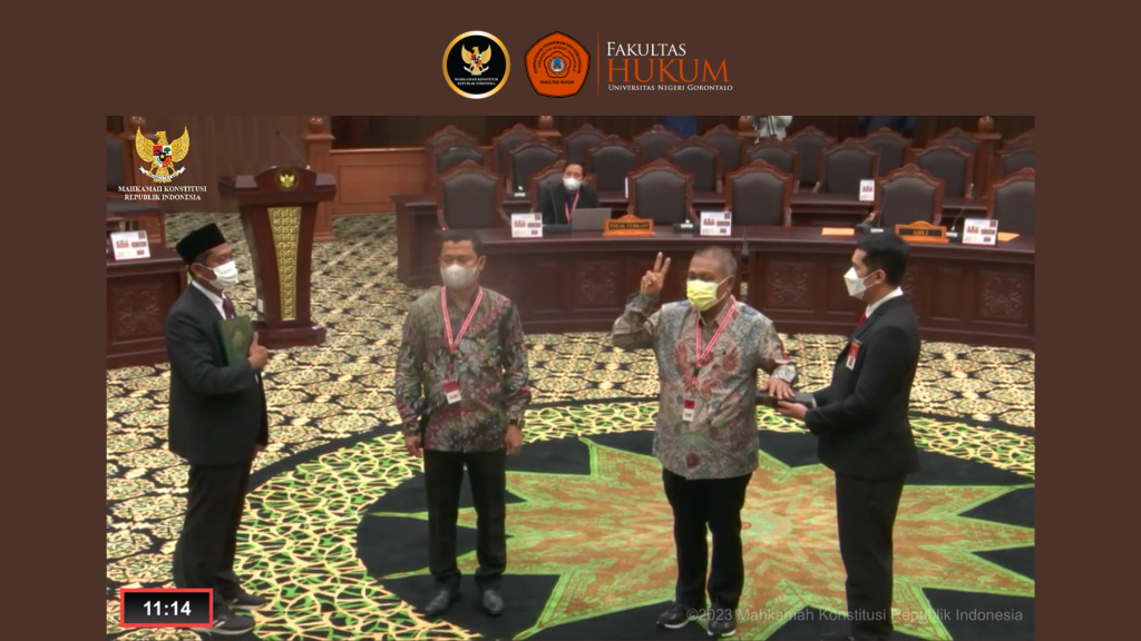 Mahkamah Konstitusi Siarkan Melalui Video Confrence FH UNG Sidang Perkara Nomor 112/PUU-XX/2022 - Fakultas Hukum