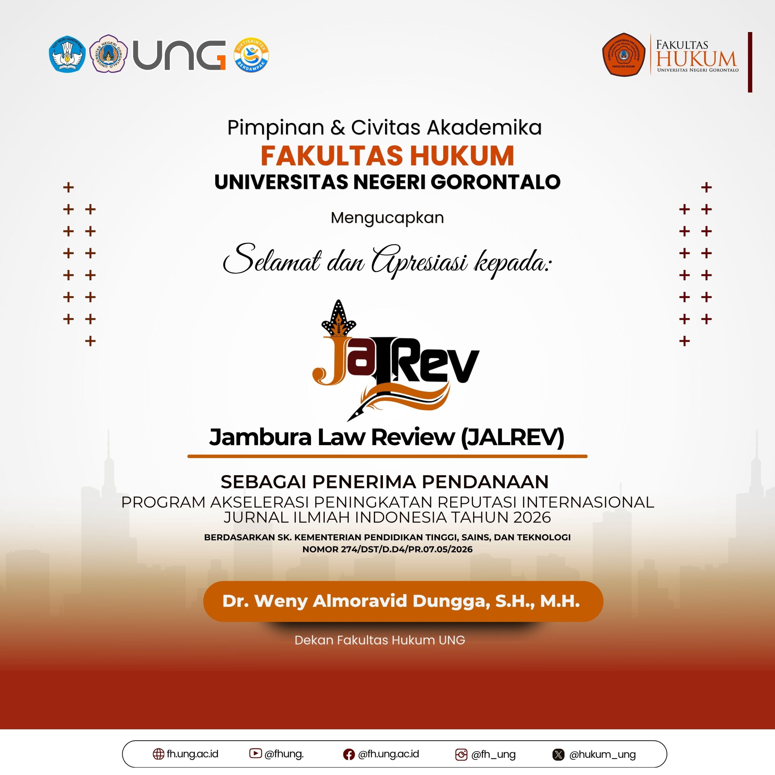 Bersaing dengan Banyak Jurnal Nasional, JALREV Masuk 11 Jurnal Terpilih Program Akselerasi Reputasi Internasional 2026