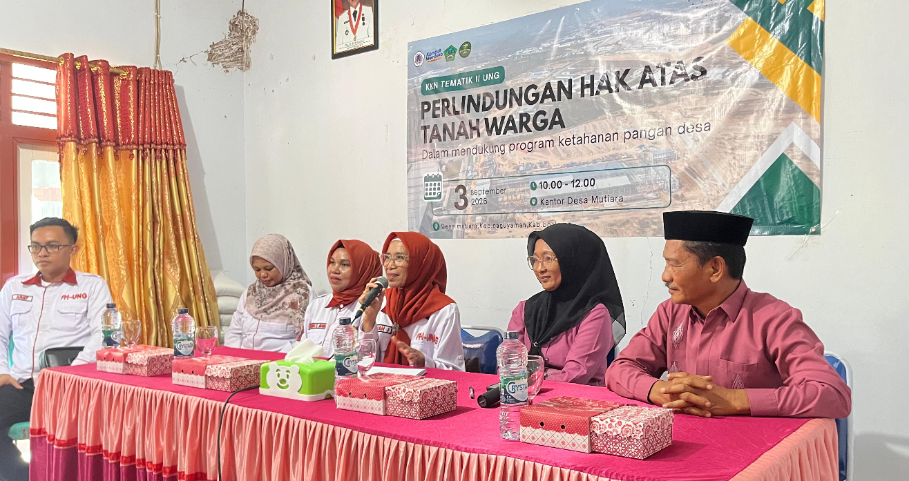 Perkuat Kepastian Hukum Tanah Warga, Dosen FH UNG Gelar Sosialisasi Agraria di Desa Mutiara